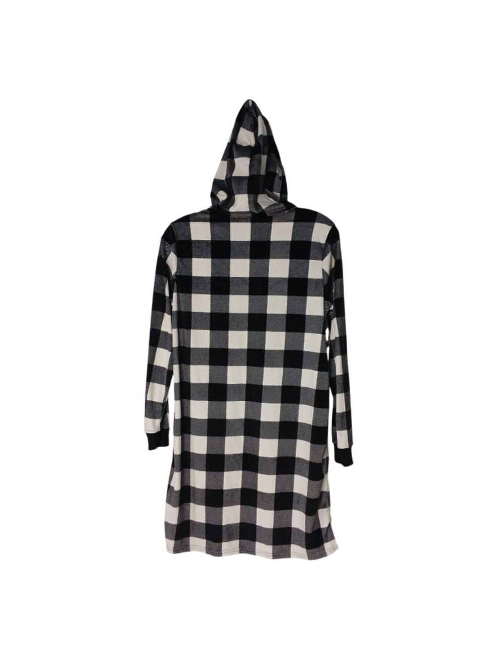 Sleep Chic Size XS Nightgown Hooded Black White Buffalo Check Super Soft #D-40 - Picture 9 of 9